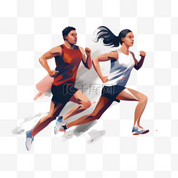 运动健身跑步素材图片_矢量扁平人物运动健身跑步