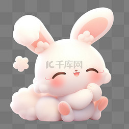 3d兔子元素图片_3D立体黏土动物可爱卡通兔子