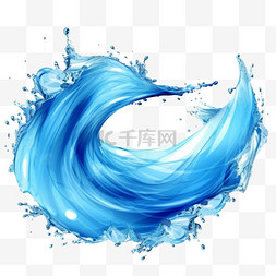 水水流图片_孤立的蓝色海浪飞溅和水流形态