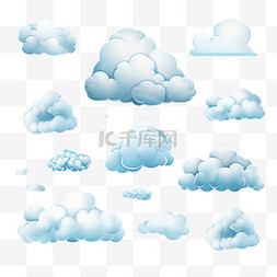 动物白底图白底图图片_以蓝色背景设置的逼真云元素向量
