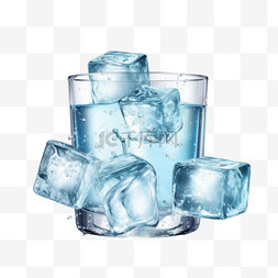 水滴冰块背景图片_空白背景矢量插图上带有水花的冰