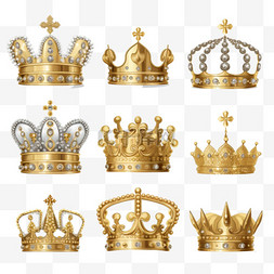 徽章皇冠图片_为国王或王后设定逼真的金色皇冠