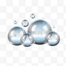 洗涤泡沫图片_带有反射的透明真实气泡