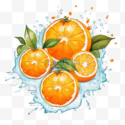 橙子插图图片_手绘橙色插图