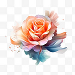 美丽的玫瑰花背景和模糊的数码彩绘插图，用于爱情婚礼情人节或安排邀请设计贺卡。