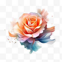 美丽的玫瑰花背景和模糊的数码彩