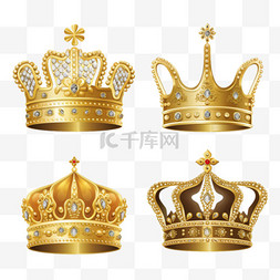 奢侈品徽章图片_为国王或王后设定逼真的金色皇冠