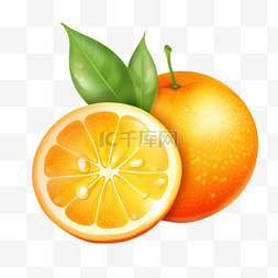 柠檬叶水图片_透明背景上的橙色水果