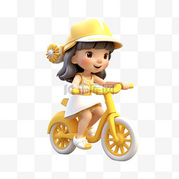 骑自行车的3d小女孩