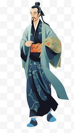中国风水彩画背景图片_中国古代男性角色
