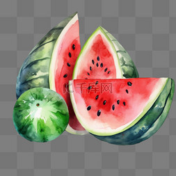 水果质感图片_彩色水彩质感切开的西瓜