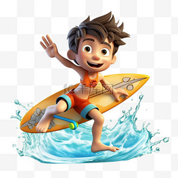 夏季穿着图片_穿着泳装冲浪的男孩
