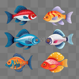 六条鱼贴纸装饰图案动物
