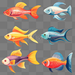 背包图案图片_六条鱼贴纸图案装饰