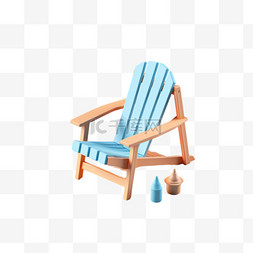 3DC4D立体夏日场景沙滩折叠躺椅