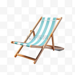 折叠椅图片图片_3DC4D立体夏日场景沙滩折叠躺椅