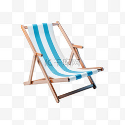 折叠椅图片图片_3DC4D立体夏日场景沙滩折叠躺椅