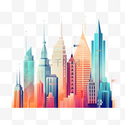 城市地标图片_都市城市天际线扁平建筑