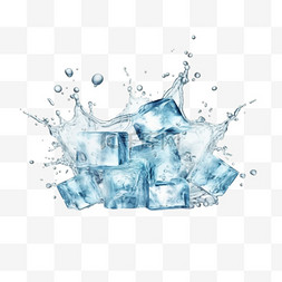 液体水溅图片_在空白背景矢量插图上用水溅冰块