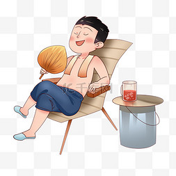 炎炎夏日图片_炎炎夏日消暑乘凉男孩