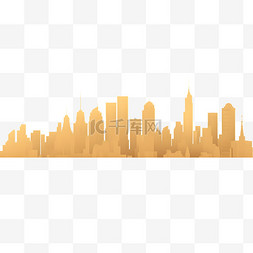 城市建筑剪影剪影图片_金色都市城市建筑天际线剪影