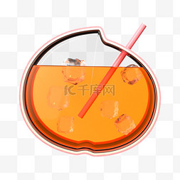 3d立体冰块图片_3d立体玻璃液体风夏日饮品桃汁