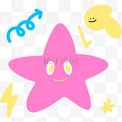 正式的配色图片_多巴胺配色抽象色块粉色星星