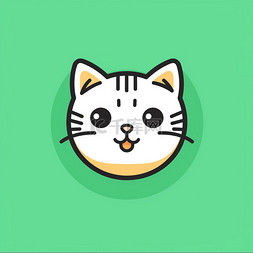 现代线条图标一只猫可爱微笑绿色