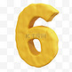 3D立体黏土黄色数字6