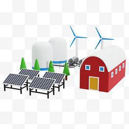 社区电力图片_3D新能源电力发电