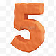 3D立体黏土橘色数字5