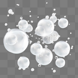 中国画绘画图片_白色泡沫和肥皂泡，逼真透明的背