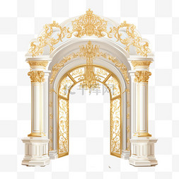 哥特拱形图片_金色奢华经典立柱拱门巴洛克风格