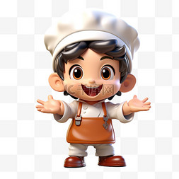 3d厨师帽图片_C4D立体3D人物职业厨师厨师帽微笑