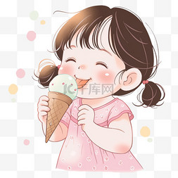 小暑图片_大暑吃冰激淋的孩子