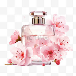 香水瓶紫图片_带有樱花香味的新香水写实插图