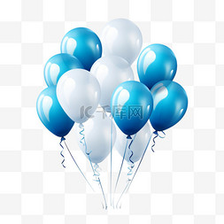 生日聚会装饰图片_蓝白色气球装饰庆祝派对