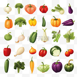 彩色收集图片_彩色果蔬蔬菜装饰合集