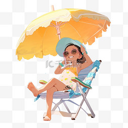 上镜若水图片_夏季遮阳伞乘凉椅乘凉