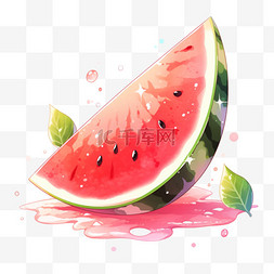 夏天的水果手绘图片_水果元素西瓜夏季水果大暑节气西