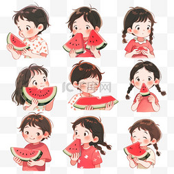 开心的西瓜图片_吃西瓜的可爱的孩子开心的表情手