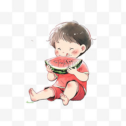 开心的西瓜图片_吃西瓜的可爱的孩子开心的表情手