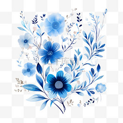 花卉请帖图片_蓝色花卉装饰花朵