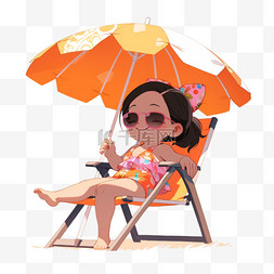 夏天沙滩上图片_夏季遮阳伞乘凉椅乘凉