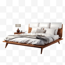 psd床上用品样机图片_3D木制床立体产品设计日常用品常
