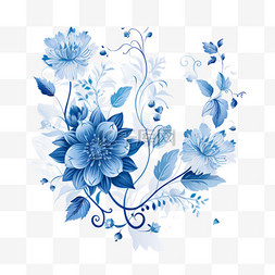 蓝色花卉花朵装饰