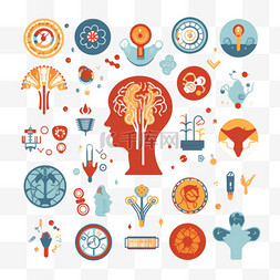 喜马拉雅图标图片_大脑和心理健康图标向量集