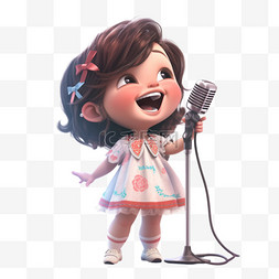 唱歌卡通图片_一个可爱的小女孩在唱歌小女孩元