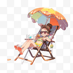 防晒沙滩图片_夏季遮阳伞乘凉椅乘凉