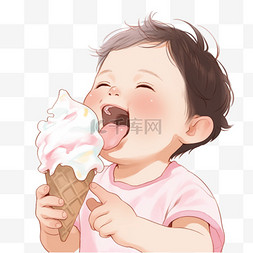 冰白色背景图片_大暑吃冰激淋的孩子